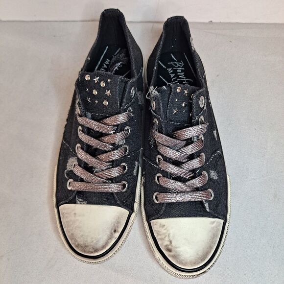 Blowfish Malibu Kensie Distressed Sneakers Women's Sz 11M Black Canvas - Picture 5 of 10
